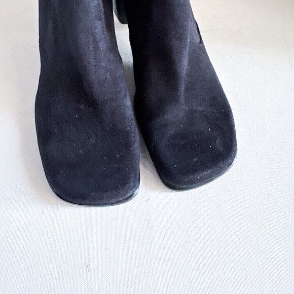 Vintage Franco Sarto Black Sock Pull on Square Toe Boot Heels 8M - Picture 6 of 15